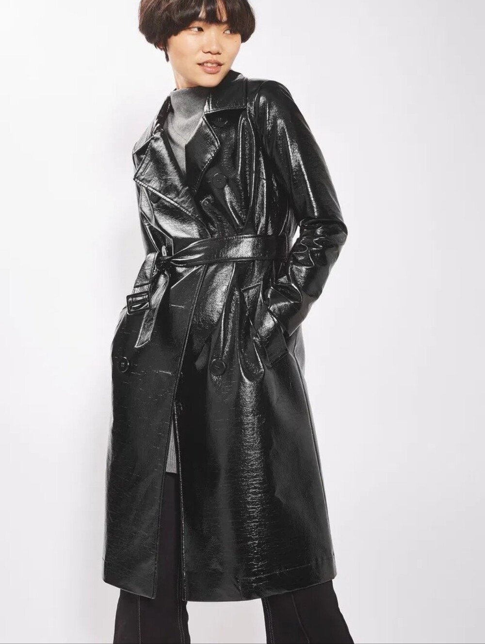 Topshop Faux Leather Trench